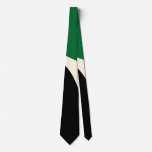 Cravate Ondes Simples 4 en Vert, Crème et Noir 