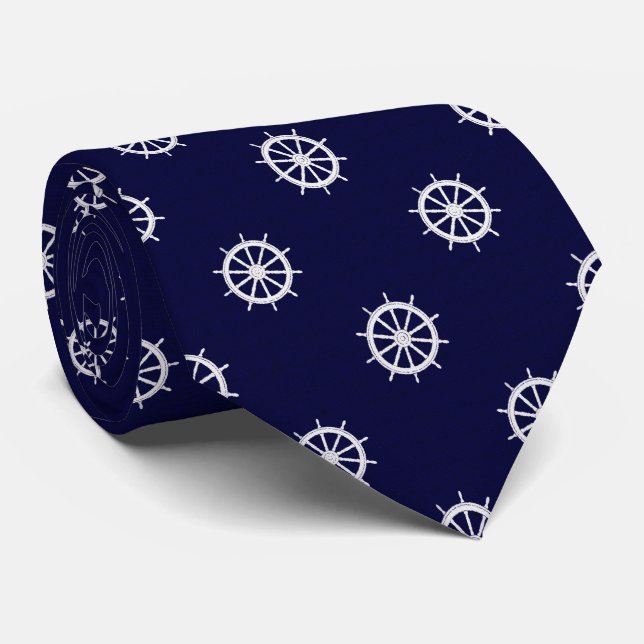 Cravate Opus Posh Nautical Ship Helm Personnalisé (Roulé)
