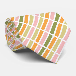 Cravate Or rose orange et rayures vertes