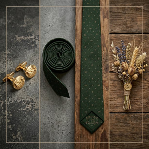 Cravate Or vert chasseur Equestre uni