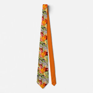 Cravate Orange daylily neck tie