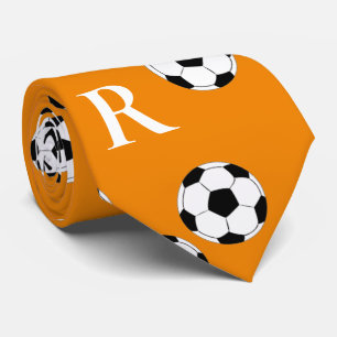 Cravate Orange décorée d'un monogramme faite sur command