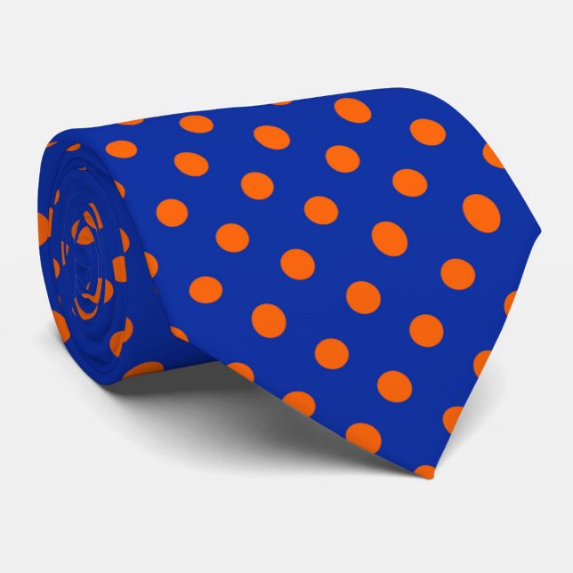 Cravate Orange On Blue Polka Dots Pattern Design  (Créateur téléchargé)
