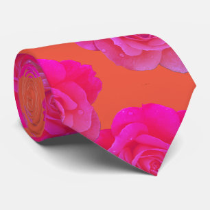 Cravate Orange rose Floral Rose moderne coloré élégant