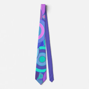Cravate Orchid Psychédélique et Monogramme Turquoise Nec