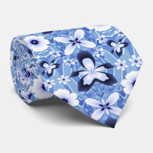 Cravate Orchidée bleue Elégante Fleur Fractale Motif