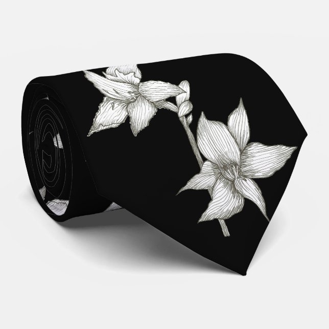 Cravate orchidée noire (Roulé)