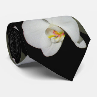 Cravate Orchidées blanches romantiques, photo florale trop