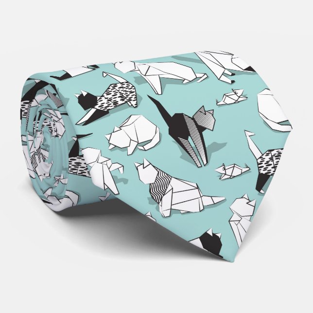 Cravate Origami chaton amis // races de chats géométriques (Roulé)