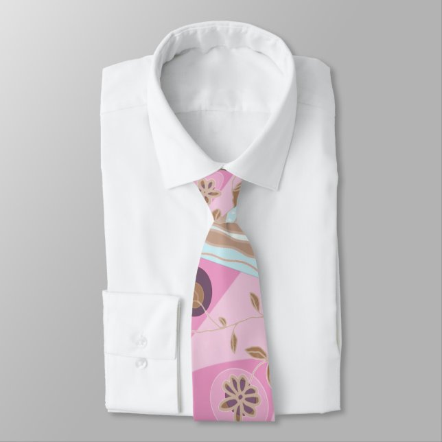 Cravate Origami Chintz (L) Dusty Rose Bleu Brown Blanc (Attaché)