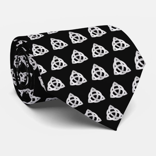 Cravate Original Celte Triquetra noeud argent motif icône (Roulé)