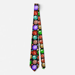 Cravate Ornements de Noël Boules colorées motif Noir B