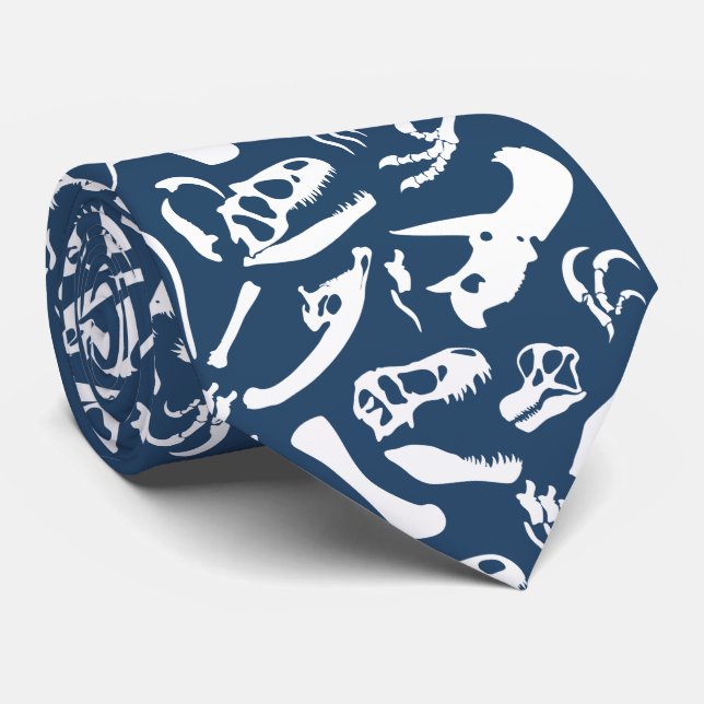 Cravate Os de dinosaure (bleus) (Roulé)