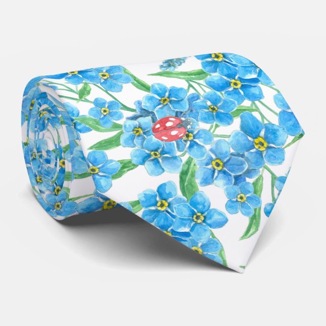 Cravate Oubliez-moi un motif floral sans couture (Roulé)