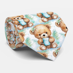 Cravate Ours en peluche bleu 