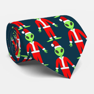 Cravate OVNI Ho Père alien de Noël Motif
