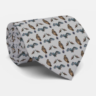 Cravate Owl Frenzy Double Face Imprimé (Gris)