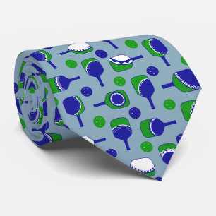 Cravate Pagaies de Pickleball avec coutures amusantes Bleu