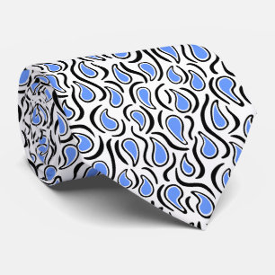 Cravate Paisley Abstrait 230523 - Baby Blue, B&W
