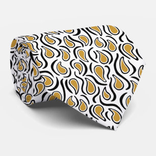 Cravate Paisley Abstrait 230523 - Golden Brown, B&W