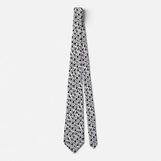 Cravate Paisley Abstrait 230523 - Noir et blanc (Devant)