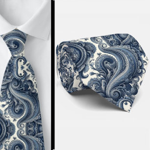 Cravate Paisley Bleu et Blanc de Luxe