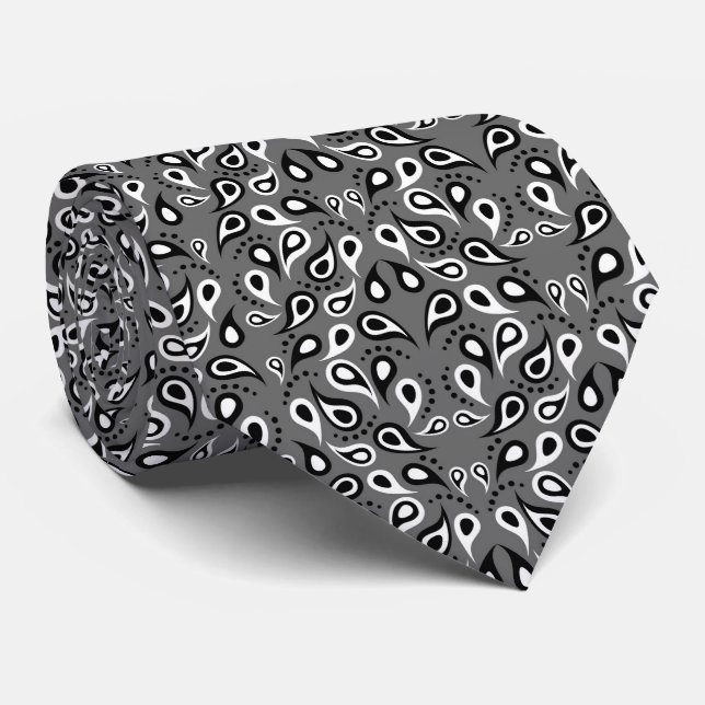 Cravate Paisley noir et blanc (Roulé)
