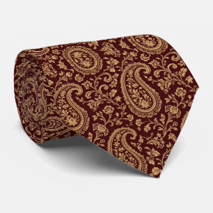 Cravate Paisley Or Bourgogne Élégant