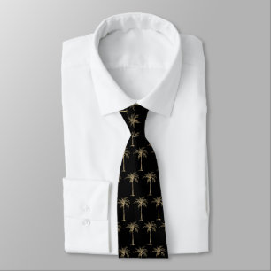 Cravate Palmier noir et or Motif pour les Groomsmen