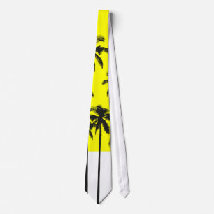 Cravate Palmiers jaunes d'été coloré et tropicaux au n