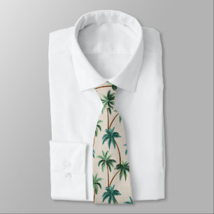 Cravate Palmiers venteux sur faux papier peint - Vert