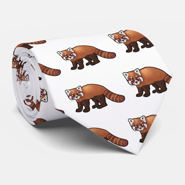 Cravate Panda rouge (Roulé)