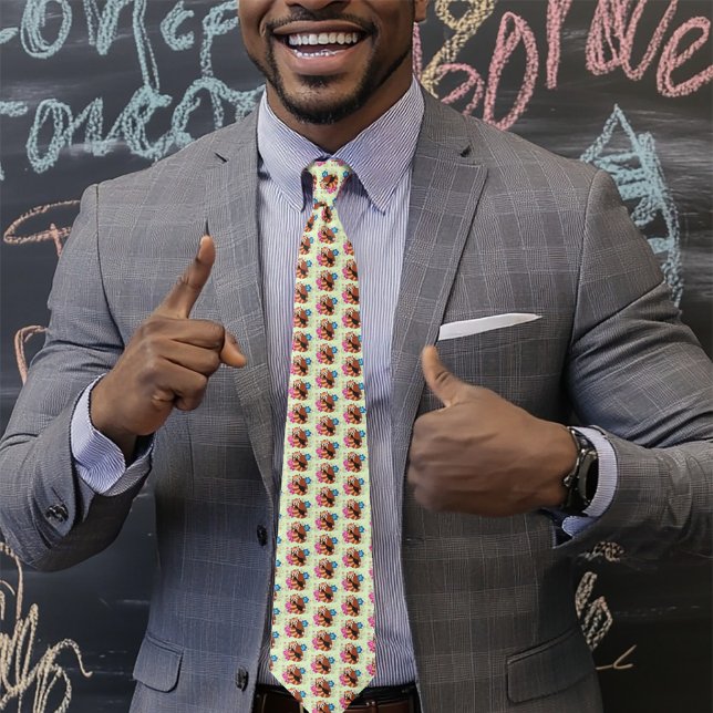 Cravate Panda Rouge Lotus Fleurs Henné (Créateur téléchargé)