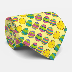 Cravate Panier de Pâques Jaune Chasse aux oeufs peints Cra