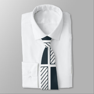 Cravate Panneau de contrôle Marine Bleu noir et blanc