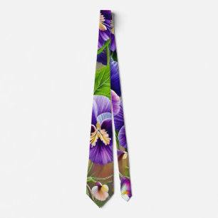 Cravate Pansies violettes -AI ART