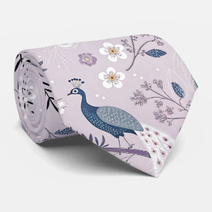 Cravate Paon Élégant Floral Vintage (10)
