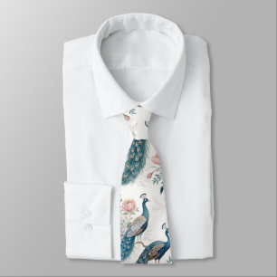 Cravate Paon Élégant Floral Vintage (8)
