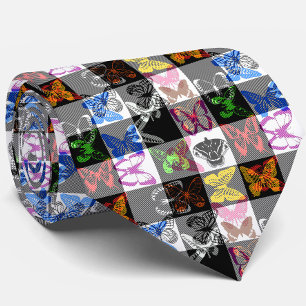 Cravate Papier peint à carreaux tartan à motif papillon co