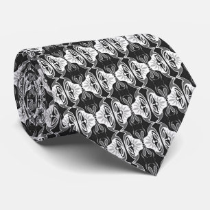 Cravate Papier peint Art Déco motif - noir et blanc