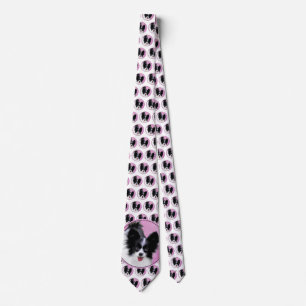 Cravate Papillon (blanc et noir) Peinture - Chien Art