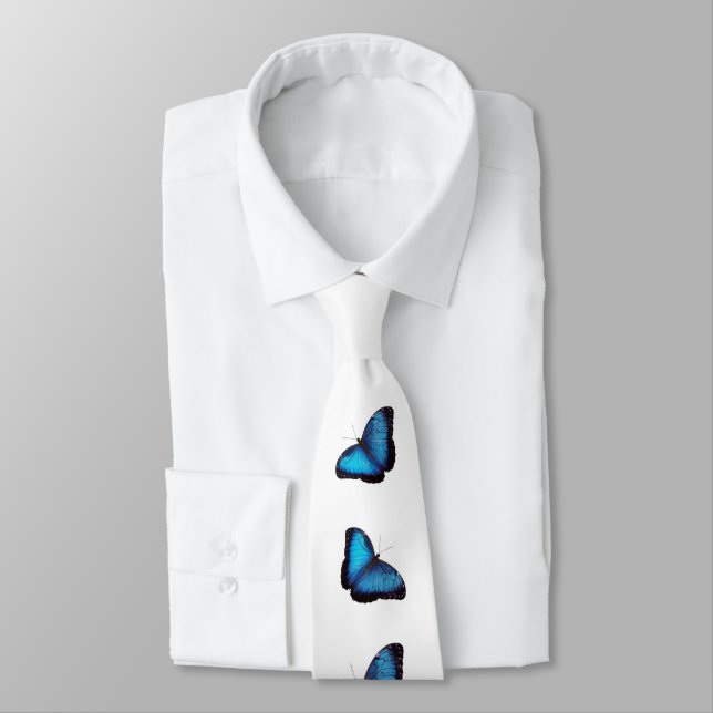 Cravate papillon bleu Morpho (Attaché)