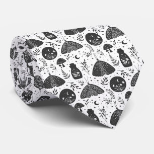 Cravate Papillon de nuit noir et blanc motif