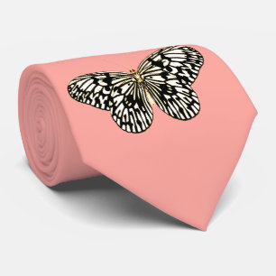 Cravate Papillon noir et blanc, arrière - plan rose de