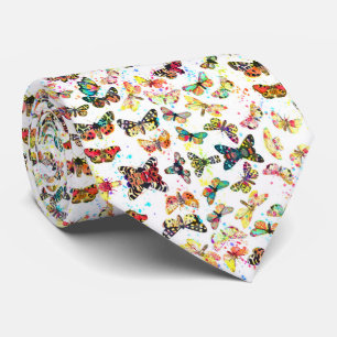 Cravate Papillons à l'aquarelle mignons et tendance