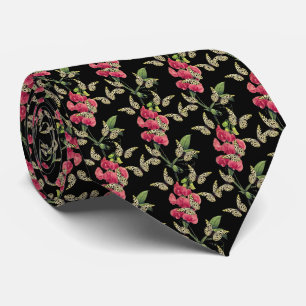Cravate Papillons Et Fleur De Pois Doux Noir