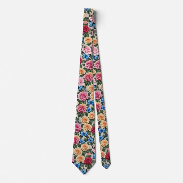 Cravate Papillons rose et Bleus (Devant)