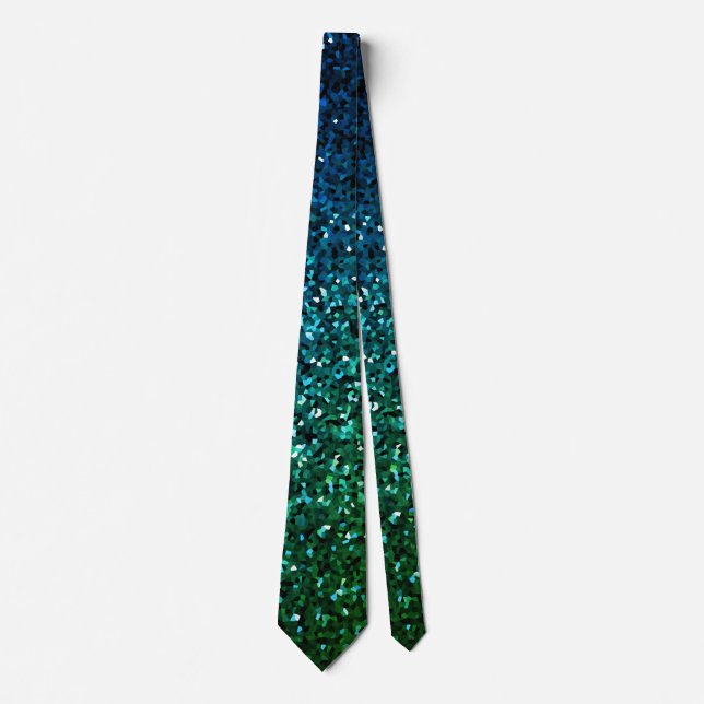 Cravate Parties scintillant bleue verte Motifs Abstrait Ma (Devant)