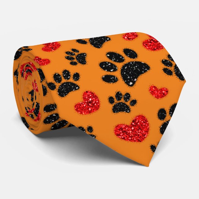 Cravate Parties scintillant Chien Empreintes de pattes Et  (Roulé)