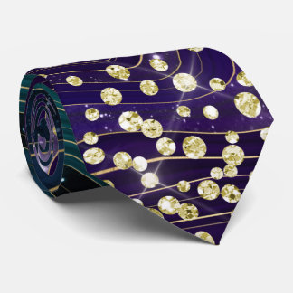 Cravate Parties scintillant or marbre bleu et violet crava